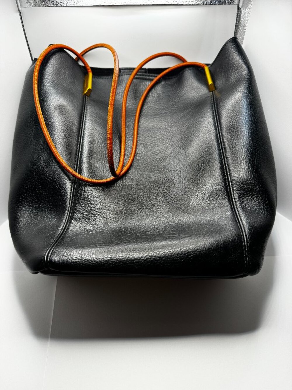 The Winslow Tote by Antik Kraft in Black with Brown Straps